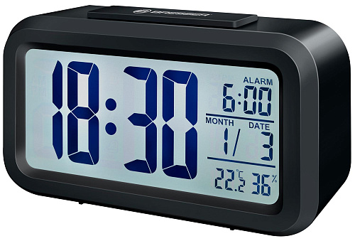image Bresser MyTime Duo LCD Alarm Clock, black