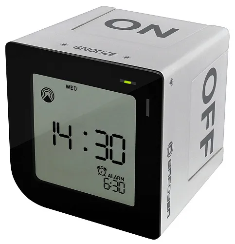 picture Bresser FlipMe Tabletop Alarm Clock, silver