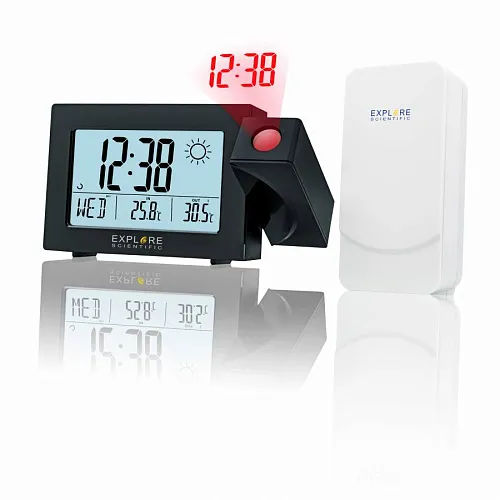 image Explore Scientific Projection RC Alarm Clock w/Weather Forecast, black