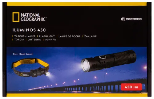 image Bresser National Geographic ILUMINOS 450 LED Flashlight with Head Mount,  12