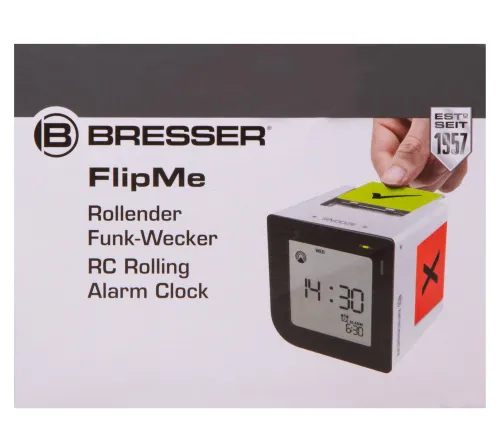 picture Bresser FlipMe Tabletop Alarm Clock, silver,  12