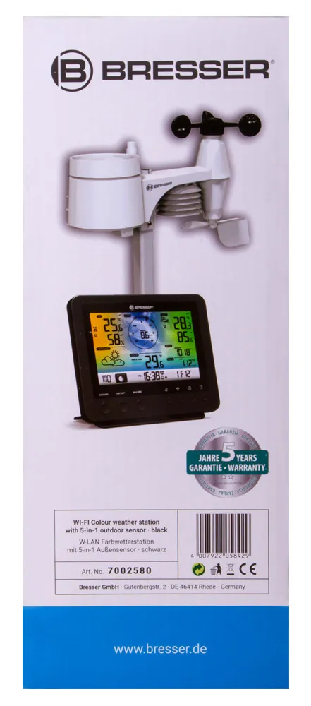 picture Bresser 5-in-1 Wi-Fi Weather Station with Colour Display, black,  15