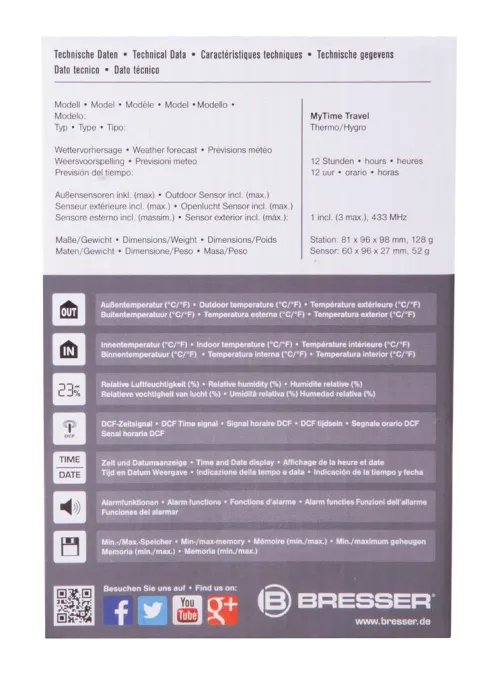 image Bresser MyTime Travel Alarm Clock Weather Station,  12