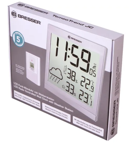 photo Bresser TemeoTrend JC LCD RC Weather Station (Wall clock), silver,  10