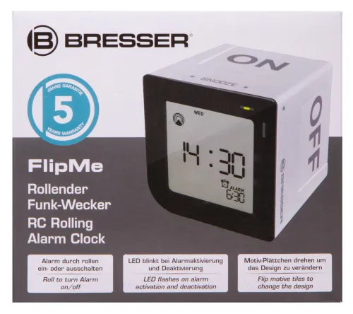 picture Bresser FlipMe Tabletop Alarm Clock, silver,  16
