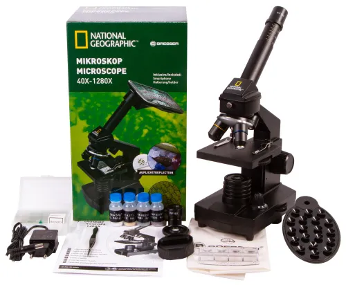 image Bresser National Geographic 40x–1280x Microscope with Smartphone Holder,  2