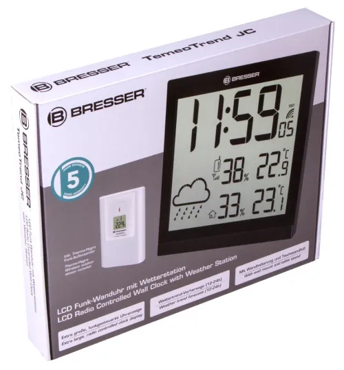 photo Bresser TemeoTrend JC LCD RC Weather Station (Wall clock), black,  10