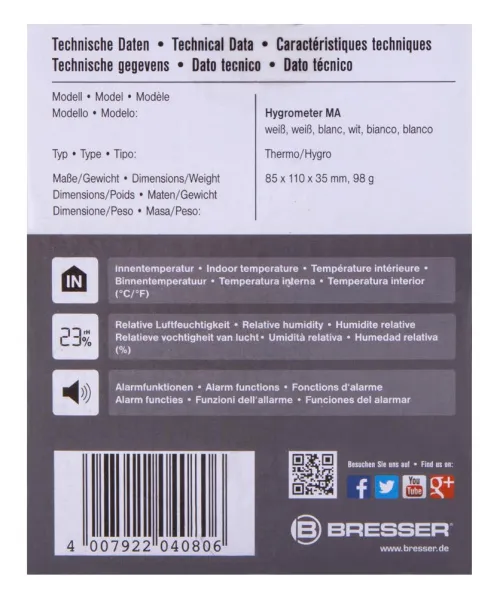 photograph Bresser Mould Alert Hygrometer, white,  10