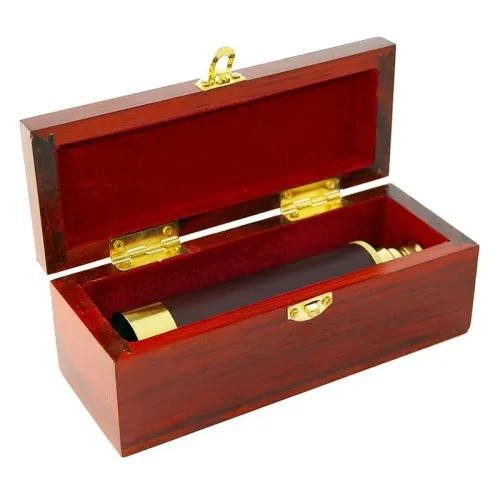 picture Omegon 12x30 brass pocket Telescope with storage box,  2