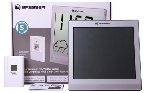 photo Bresser TemeoTrend JC LCD RC Weather Station (Wall clock), silver,  2