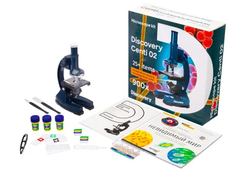 photograph Levenhuk Discovery Centi 02 Microscope with book,  2