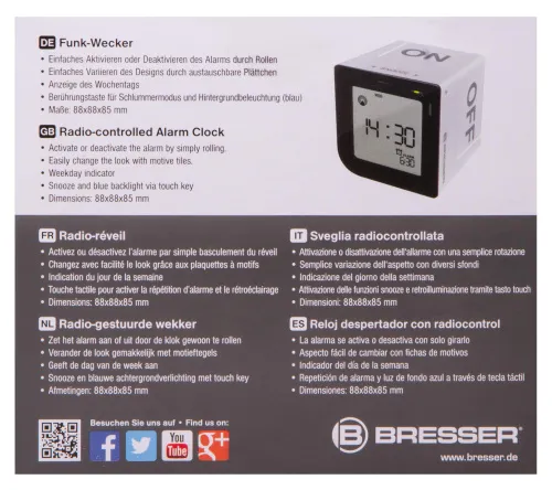 picture Bresser FlipMe Tabletop Alarm Clock, silver,  13