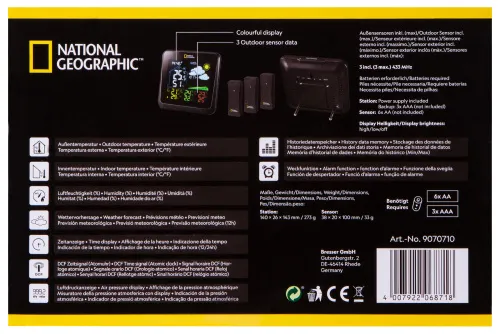 image Bresser National Geographic VA Weather Station with Color Display and 3 Sensors,  16