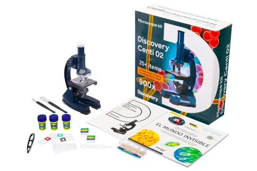 photograph Levenhuk Discovery Centi 02 Microscope with book,  2