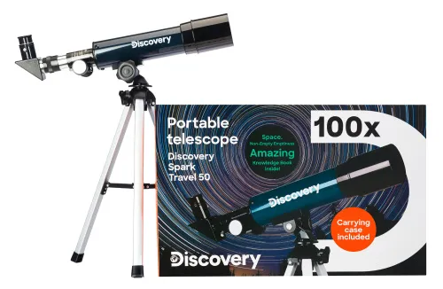 image Levenhuk Discovery Spark Travel 50 Telescope with book,  2
