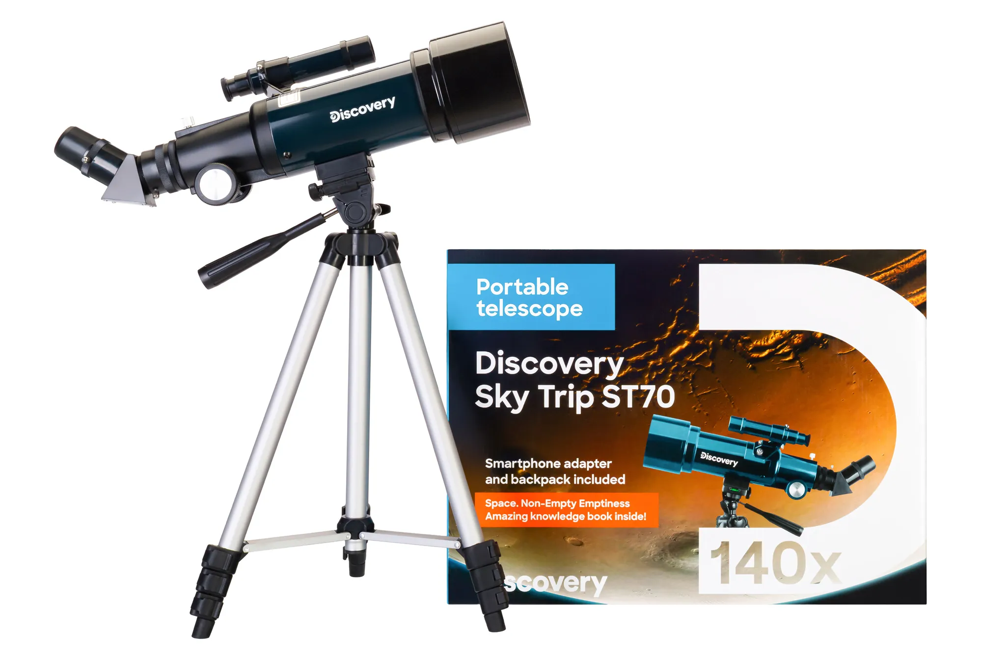 photograph Levenhuk Discovery Sky Trip ST70 Telescope with book,  2