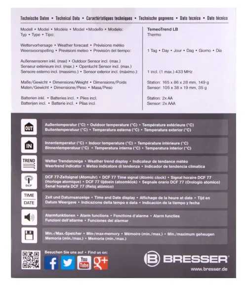 photo Bresser TemeoTrend LB RC Weather Station,  12