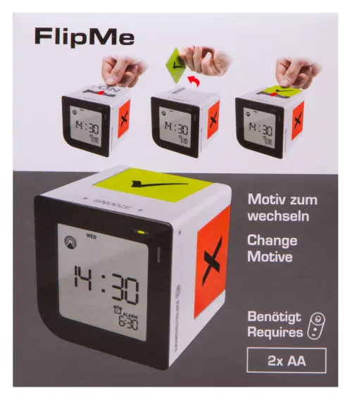 picture Bresser FlipMe Tabletop Alarm Clock, silver,  14
