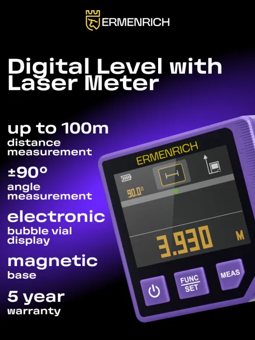 image Ermenrich Verk LQ60 3-in-1 Digital Level with Laser Meter,  10