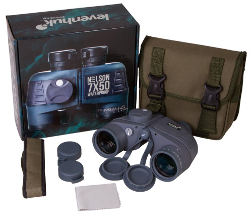 7x50 Waterproof Boating Binoculars with Built-In Compass & Distance Scale