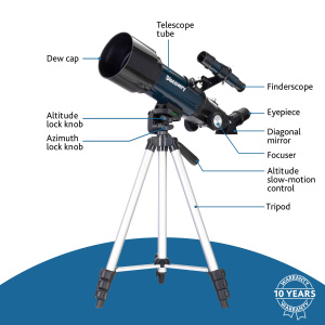 Abbildung Levenhuk Discovery Sky Trip ST70-Teleskop mit Buch