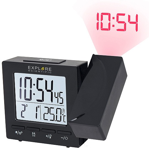 photo Explore Scientific RC Digital Projection Clock with Indoor Temperature, black